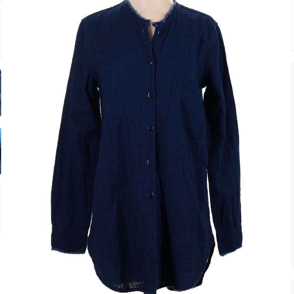 NEW Free People Denim Button Down Tunic Shirt Small